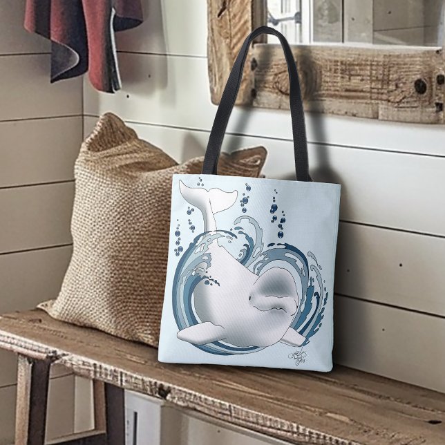 Bolsa Tote Baleia Beluga Azul (Criador carregado)
