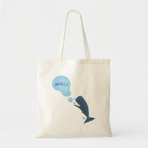 Bolsa Tote Baleia de esperma branca soprando cartoons