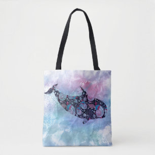 Bolsa Tote Baleia decorativa da silhueta