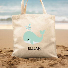 Bolsa Tote Baleia Verde Hortelã Fofo Personalizado para Crian