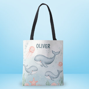 Bolsa Tote Baleias-Bebê-Cuecas e medusas