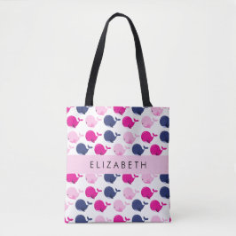 Bolsa Tote Baleias Cutas, Padrão De Baleias, Seu Nome