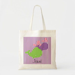 Bolsa Tote Baleias Roxas e Verdes na Faixa Personalizada