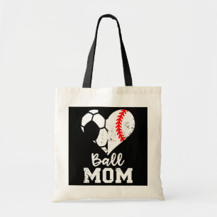 Bolsa Tote Ball Mãe Coração Engraçado Baseball Soccer Mãe