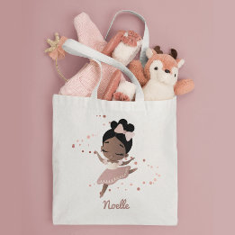 Bolsa Tote Ballerina Afro-Americana com Arco, Rosa Dourada