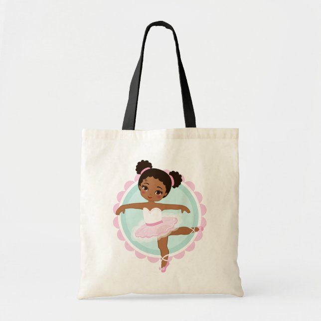 Bolsa Tote Ballerina Afro-Americana - Dançarina Balé Rosa (Frente)