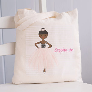 Bolsa Tote Ballerina Afro-Americana Personalizada a Rosa