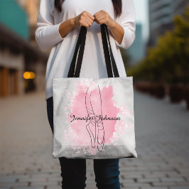 Bolsa Tote Ballerina Calçados Cor de Água Rosa com Nome