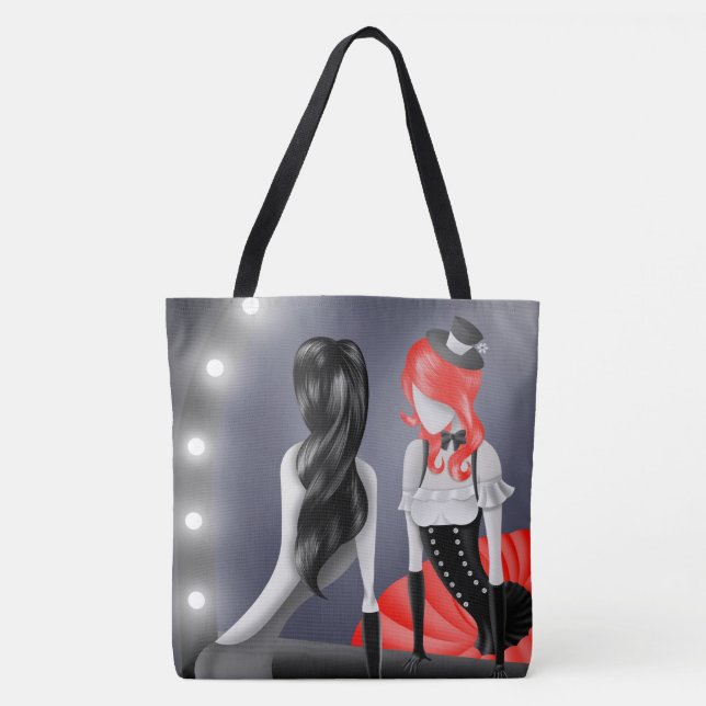 Bolsa Tote Ballerina Excêntrica & Reflexo de Dançarina Vermel (Frente)