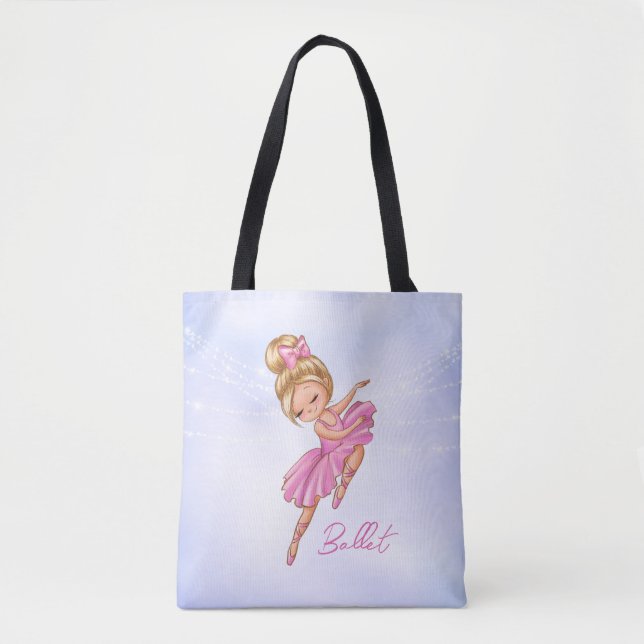 Bolsa Tote Ballerina Girl Pink, Puro, Dança de Balé Bonito (Frente)