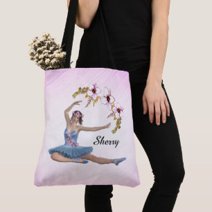 Bolsa Tote Ballerina no nome pessoal azul a rosa