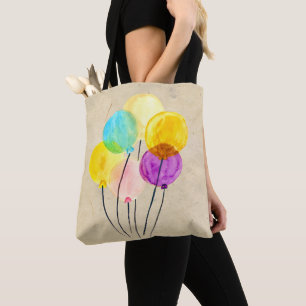 Bolsa Tote Balões coloridos de cor aquosa