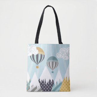 Bolsa Tote Balões de ar quente azuis