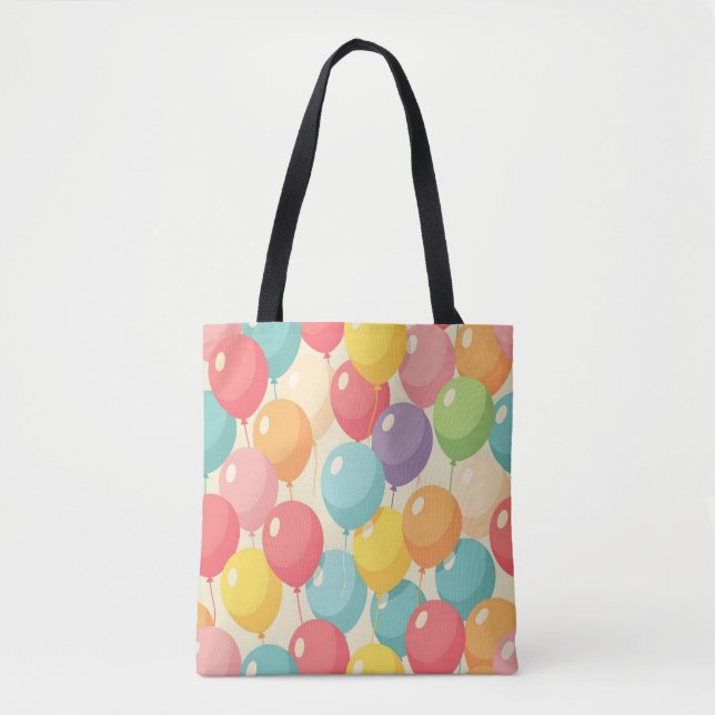 Bolsa Tote Balões de festa em cores diferentes (Frente)