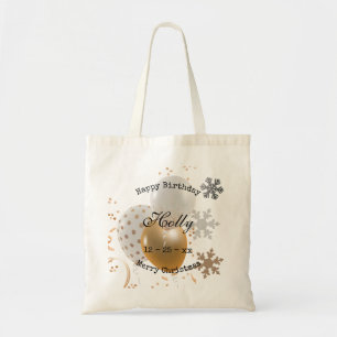 Bolsa Tote Balões de Natal e Flocos de Neve