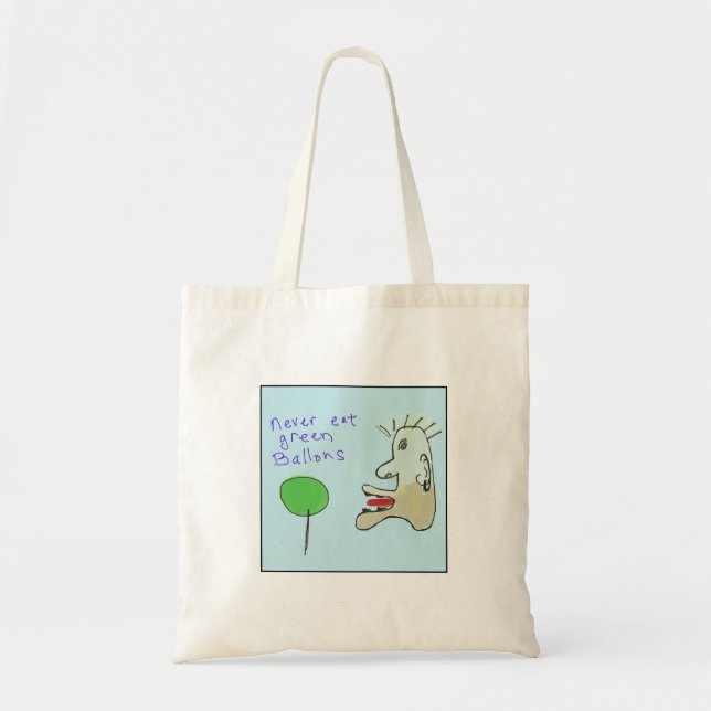 Bolsa Tote Balões Verdes Comidos Ilustrados Excêntricos (Frente)