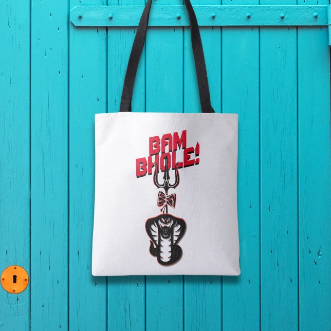 BOLSA TOTE "BAM BHOLE" LORD SHIVA E TRISHUL (Criador carregado)