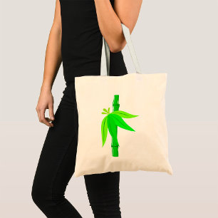 Bolsa Tote Bambu Verde com Folhas Tropicais