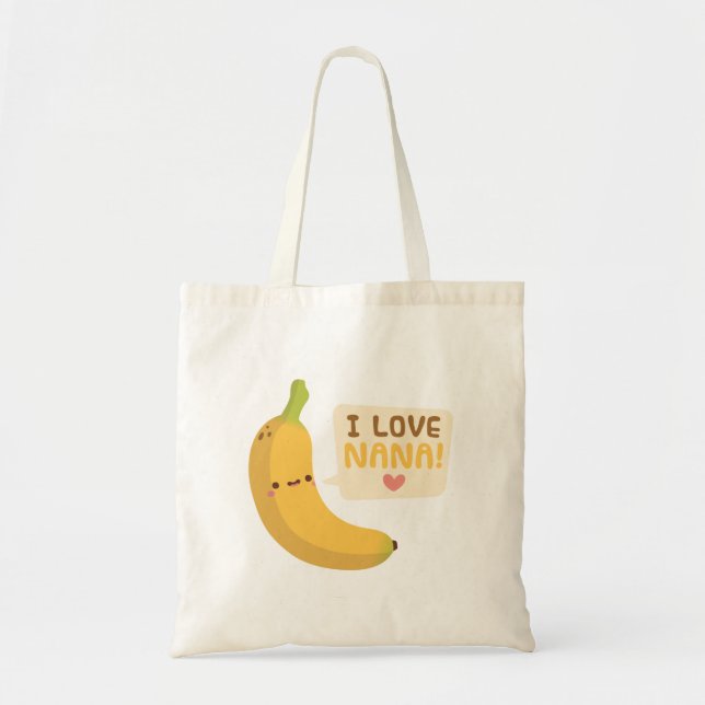Bolsa Tote Banana Fofa, Eu Amo Vovó (Frente)