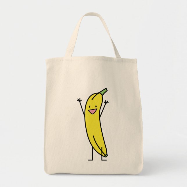 Bolsa Tote Banana que está feliz, comemoração e aplausos (Frente)