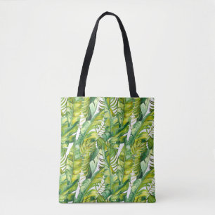 Bolsa Tote Banana tropical deixa padrão de aquarela