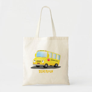 Bolsa Tote Banda branca e feliz de ônibus escolar amarelo