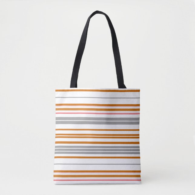 Bolsa Tote Banda castanha de cinza branca (Frente)