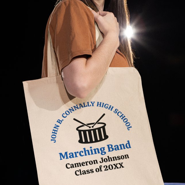 Bolsa Tote Banda de Marcha de Segundo grau Azul Personalizáve (Criador carregado)