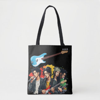 Bolsa Tote Banda de Reggae Coreana Gráfico de Guitarra