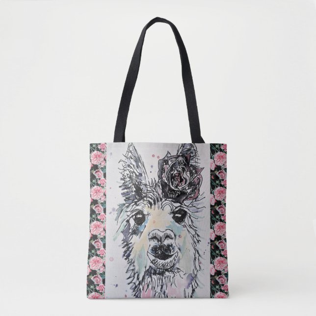Bolsa Tote Banda de Tota da Grocería de Aquarela de Cute Alpa (Frente)
