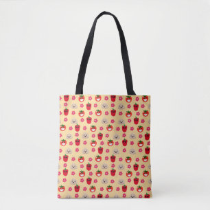 Bolsa Tote Banda desenhada de padrão de fundo de legumes fel