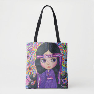 Bolsa Tote Banda do Amor Hippie Girl Sign Cute