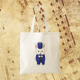 Bolsa Tote Banda Marcha Coelho Clarinet Azul Branco
