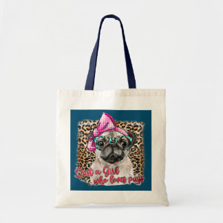 Bolsa Tote Bandana de Mãe Pug Leopardo Só Uma Garota Que Ama
