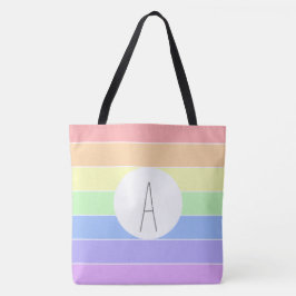 Bolsa Tote Bandas Coloridas do Arco-Íris de Pastel Monogramad