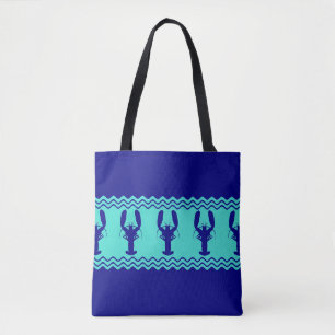 Bolsa Tote Bandas de lagosta Azul Turquesa
