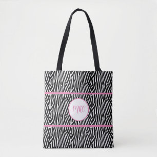 Bolsa Tote Bandas de Zebra e Listras Rosa