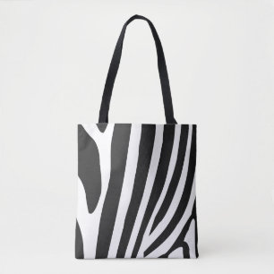 Bolsa Tote Bandas de Zebra Negra e Branca