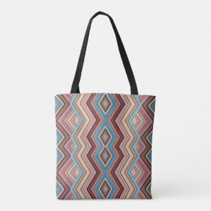 Bolsa Tote Bandas de Zig com Várias Cores do abstrato