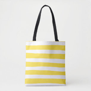 Bolsa Tote Bandas irregulares - Amarelo-limão-branco