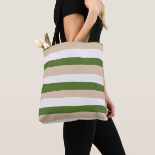 Bolsa Tote Bandas irregulares - Branco, Areia e Verde-Palma