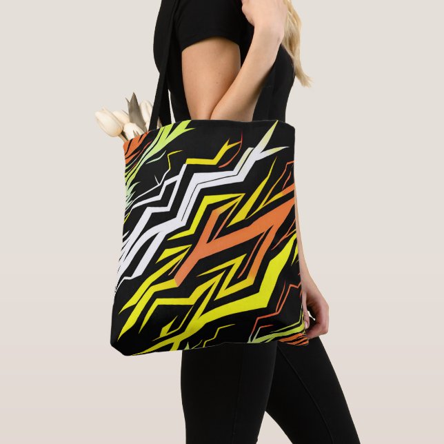 Bolsa Tote Bandas laranja abstrato amarelas (Close Up)