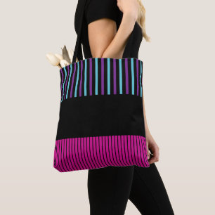 Bolsa Tote Bandas Pop de cor - rosa, roxa, azul e preta