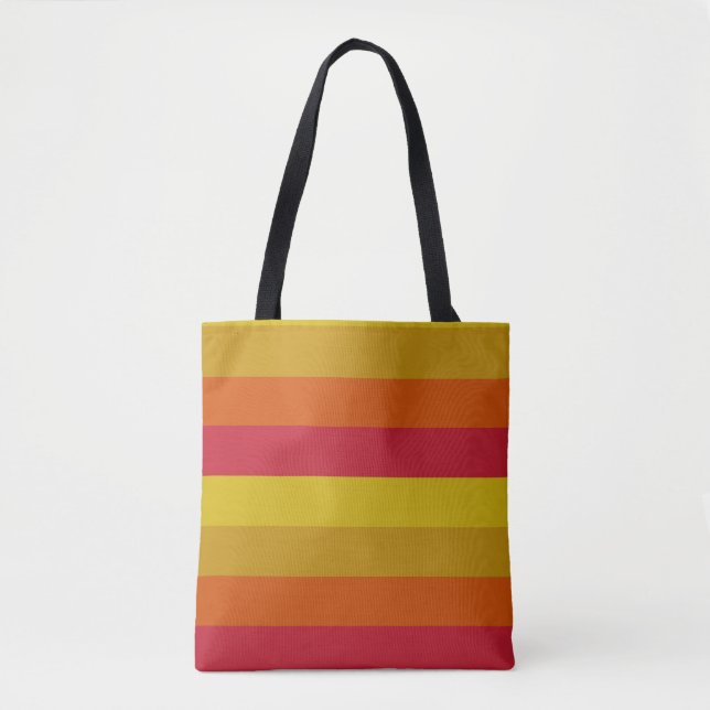 Bolsa Tote Bandas vermelhas, amarelas, Douradas e laranja (Frente)