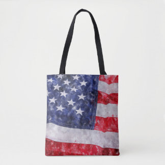 Bolsa Tote Bandeira abstrato americana, Estilo Watercolor.