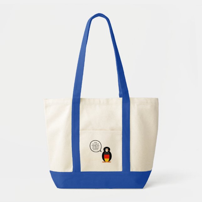 Bolsa Tote Bandeira Alemã Falando Srta. Penguin Personalizada (Frente)