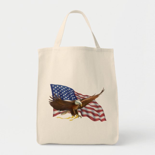 Bolsa Tote Bandeira Americana e Águia de Dupla Face (Frente)