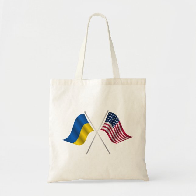 Bolsa Tote Bandeira americana e bandeira ucraniana (Frente)