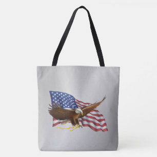 Bolsa Tote Bandeira Americana e Prata de Águia