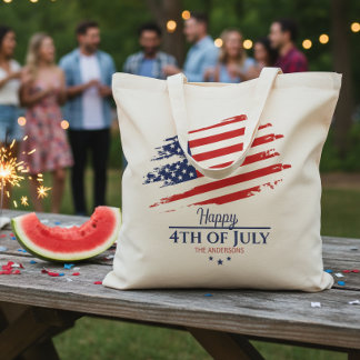 Bolsa Tote Bandeira Americana Grunge Feliz 4 de Julho ID1104